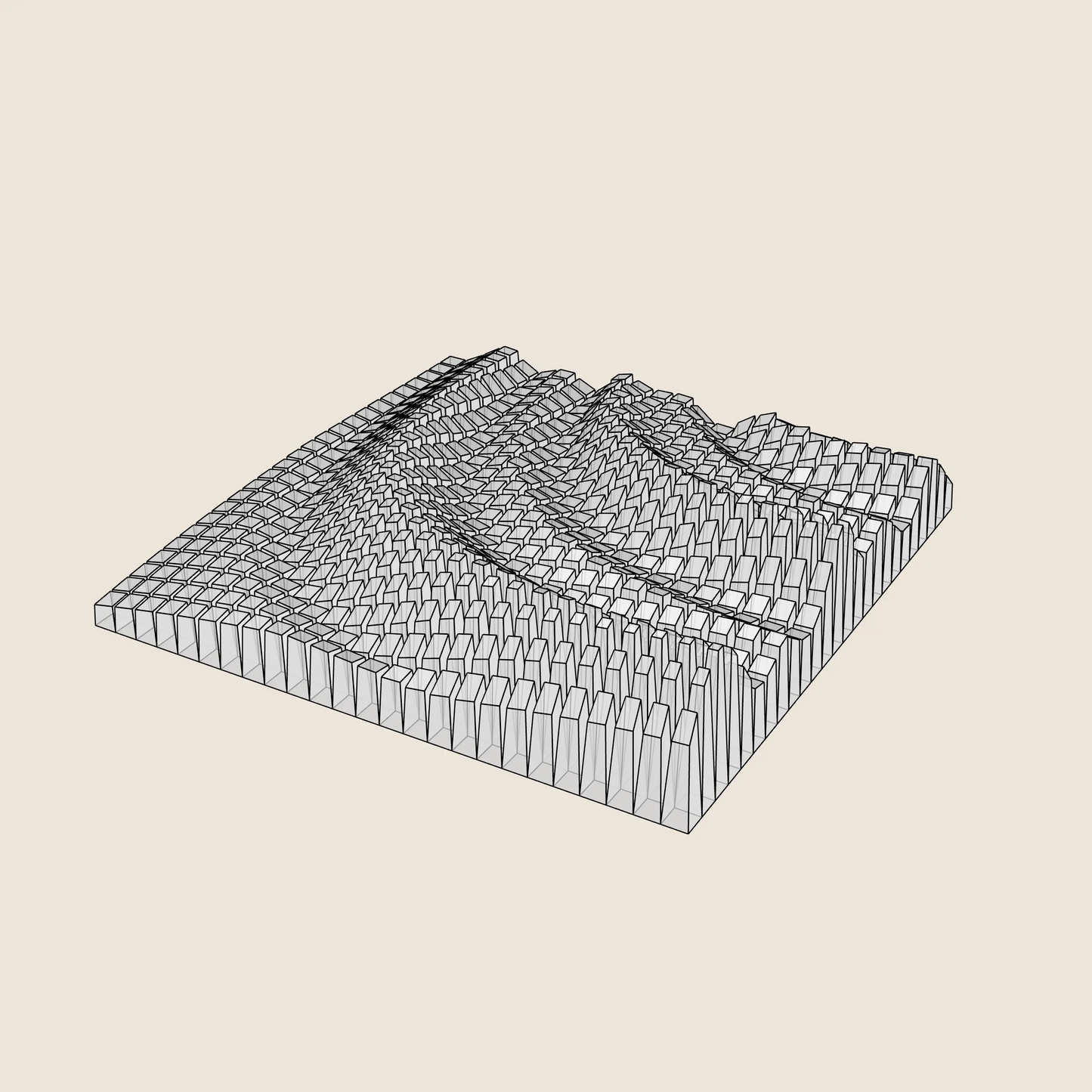 3D MODEL EXPORT for PARAGAMI 02_04 - QUARTER CIRCLE WAVES - GIFT