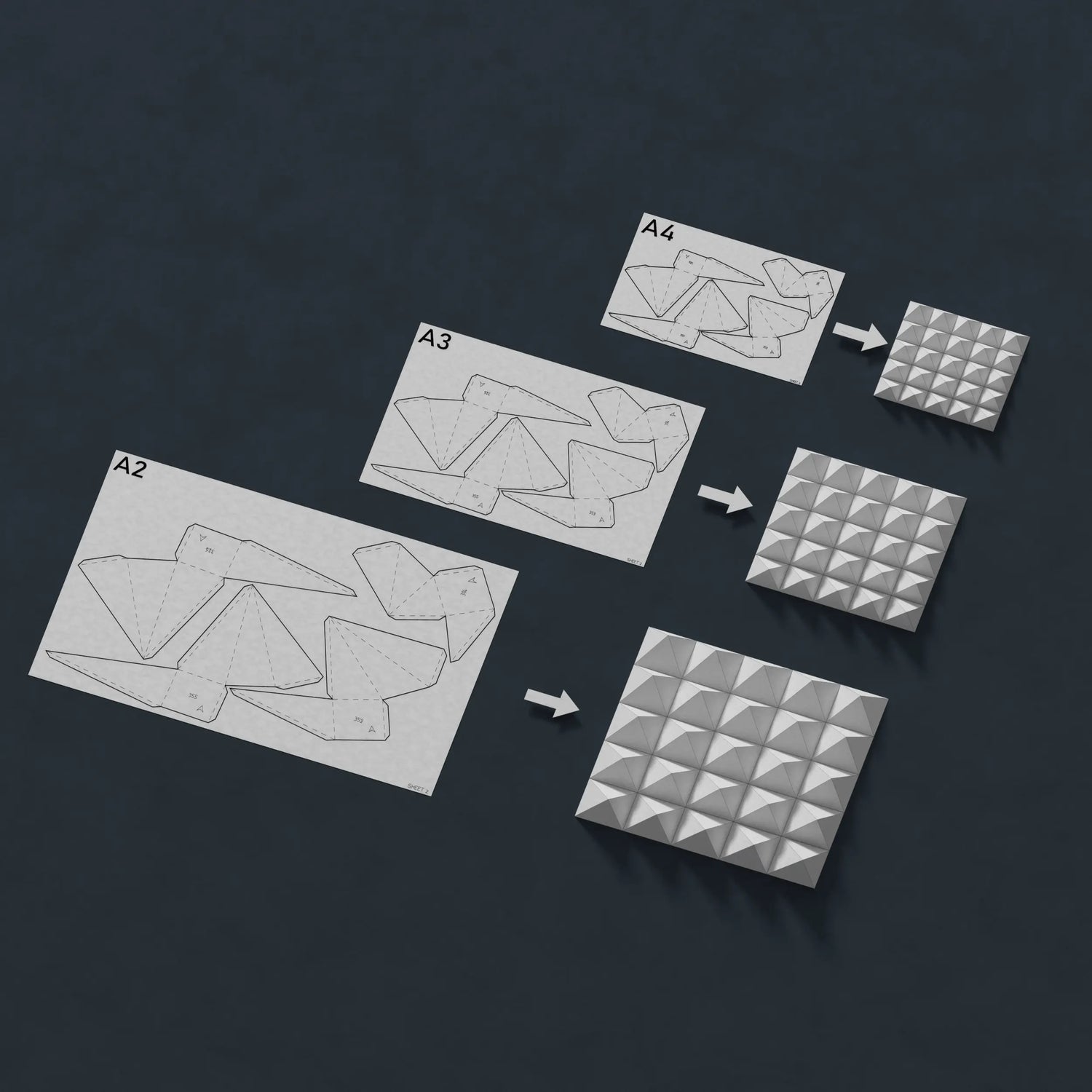 3D paper wall art parametric design PARAGAMI TEMPLATE