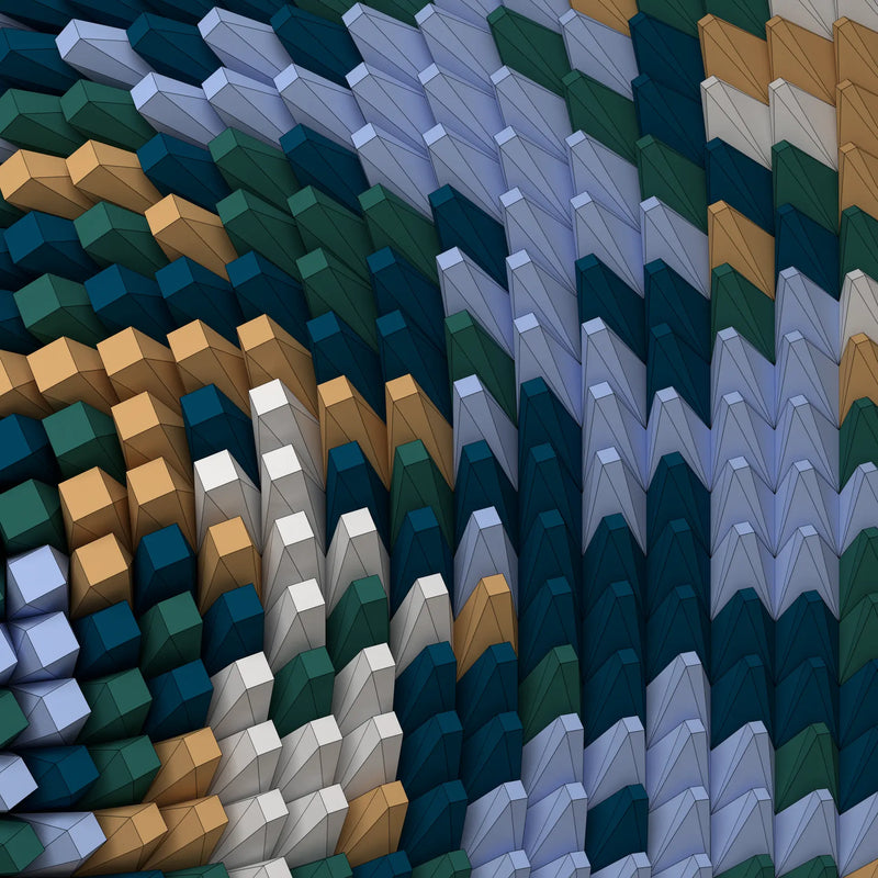 Twisted Box 03 close-up — swirling spiral block detail, Paragami