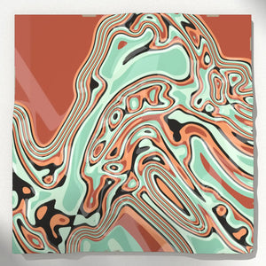 Abstract pattern with wavy lines in red, green, and black on a white background 3D Printed Wall art - Print with layer changes