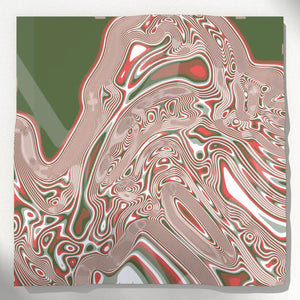 Abstract pattern with wavy lines in red, green, and white on a white background 3D Printed Wall art - Print with layer changes