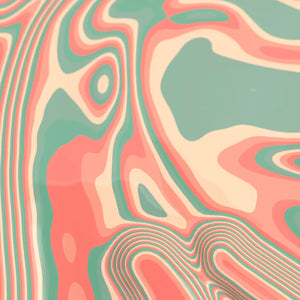 Abstract pattern with wavy lines in pink and green 3D Printed Wall art - Print with layer changes
