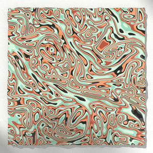 Abstract patterned fabric with swirling design in multiple colors on a white background - 3D Printed wall art