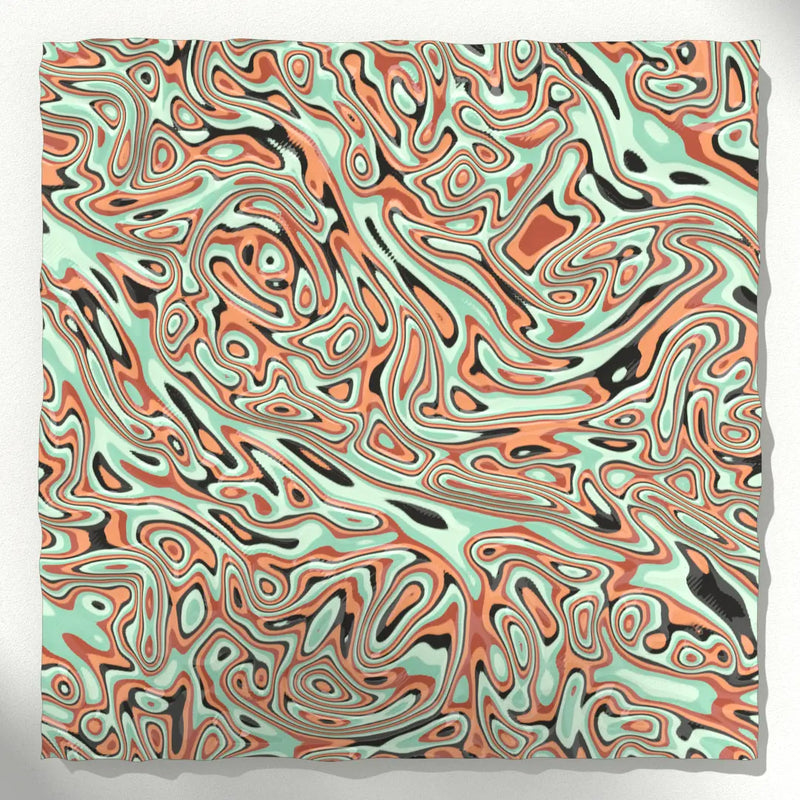 Abstract patterned fabric with swirling design in multiple colors on a white background - 3D Printed wall art