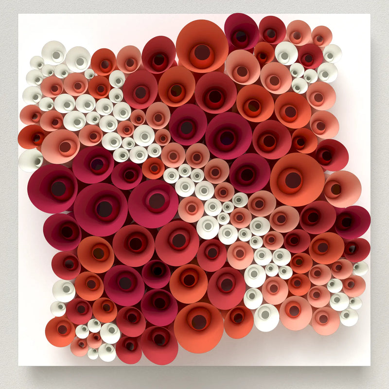 Paper folding wall art template creating abstract repeating porous geometry, hands-on offline activity