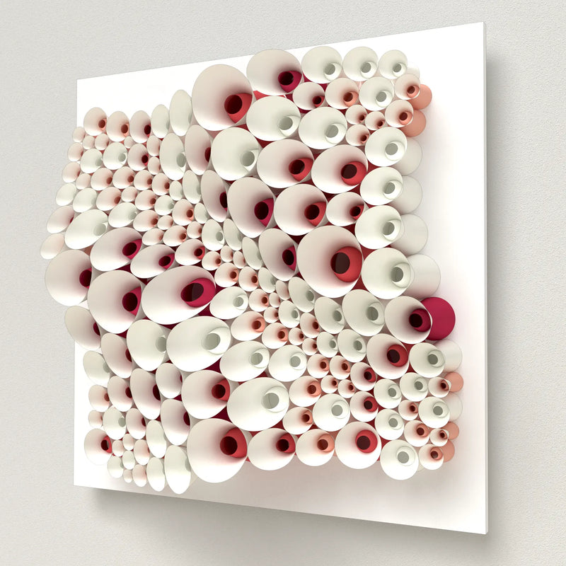 Abstract modern wall art inspired by trypophobia pattern, geometric porous surface design Paragami