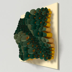 Creative paper folding template for DIY wall art, combining simple cone shapes into a striking three-dimensional composition.