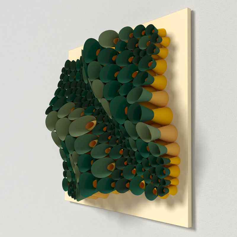 Creative paper folding template for DIY wall art, combining simple cone shapes into a striking three-dimensional composition.