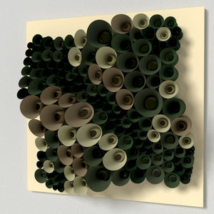 Tileable paper folding design with curved openings and blob-like geometry for contemporary wall decoration.