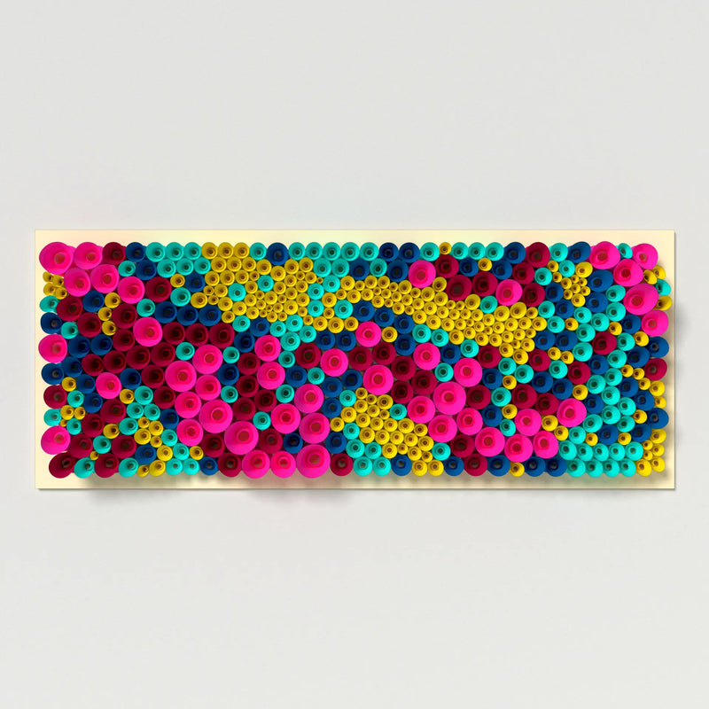 Hands-on offline activity for adults and kids, transforming paper sheets into sculptural geometric wall art.