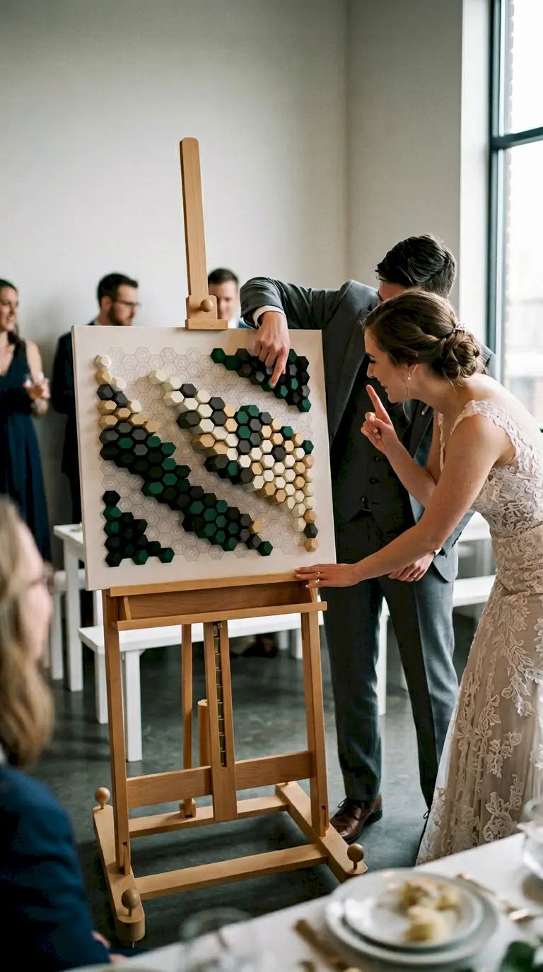 Bride and groom wall art keepsake — wedding guest activity, Paragami
