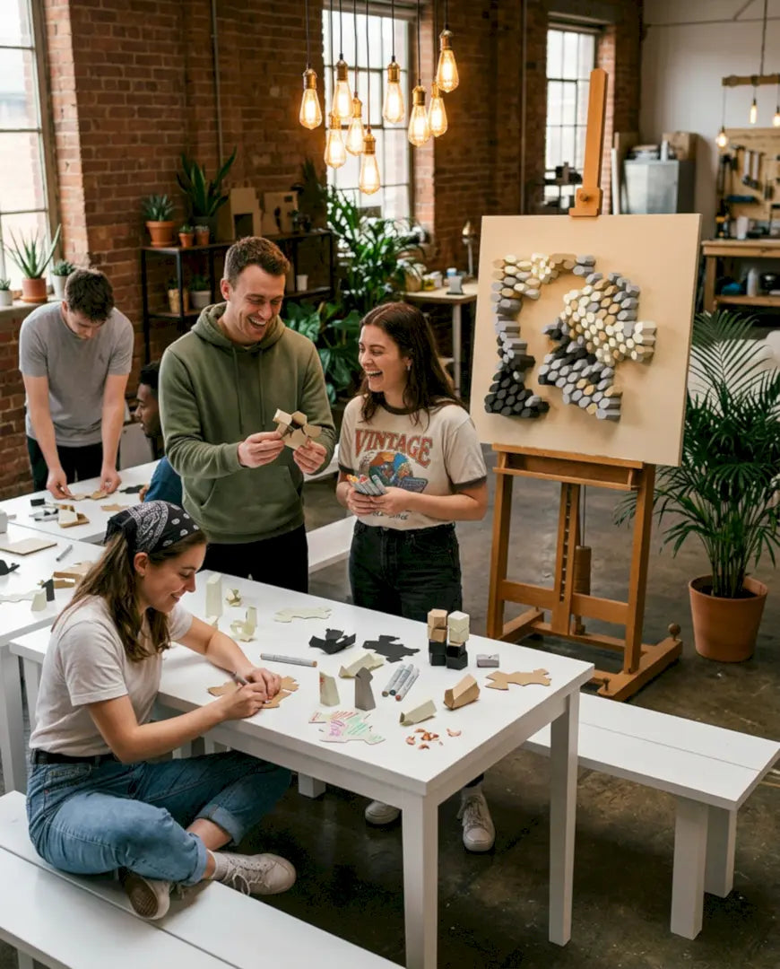 Team building workshop — collaborative geometric wall art, Paragami