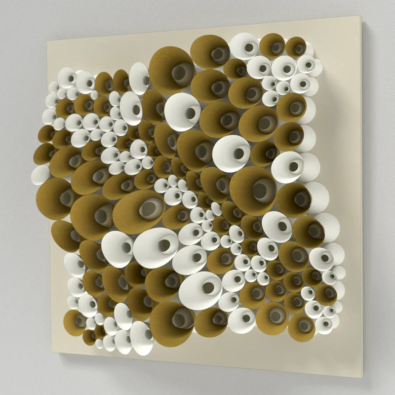 Abstract modern wall art inspired by trypophobia pattern, geometric porous surface design